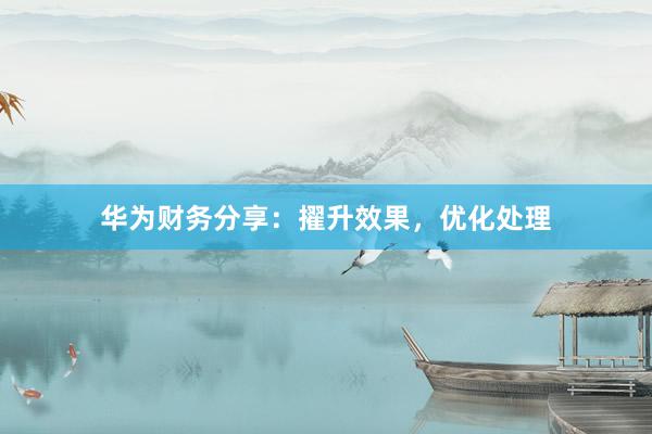 华为财务分享：擢升效果，优化处理